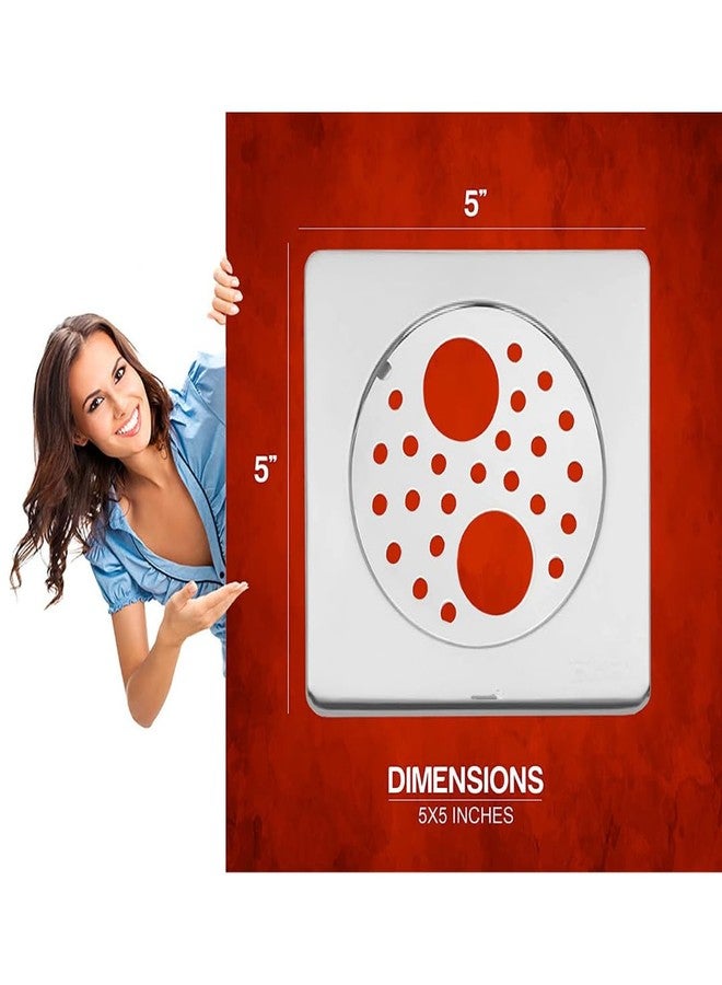 BATHONIX شبكة قفل مزدوجة الفتحات مربعة الشكل من الفولاذ المقاوم للصدأ من باثونيكس، مقاس 5 بوصات × 5 بوصات، للحمام والمطبخ (عبوة من قطعة واحدة) - Image 5